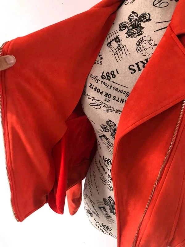 Jacket / Orange suede effect Perfecto – La Halle – Size 38 (M) – photo 6